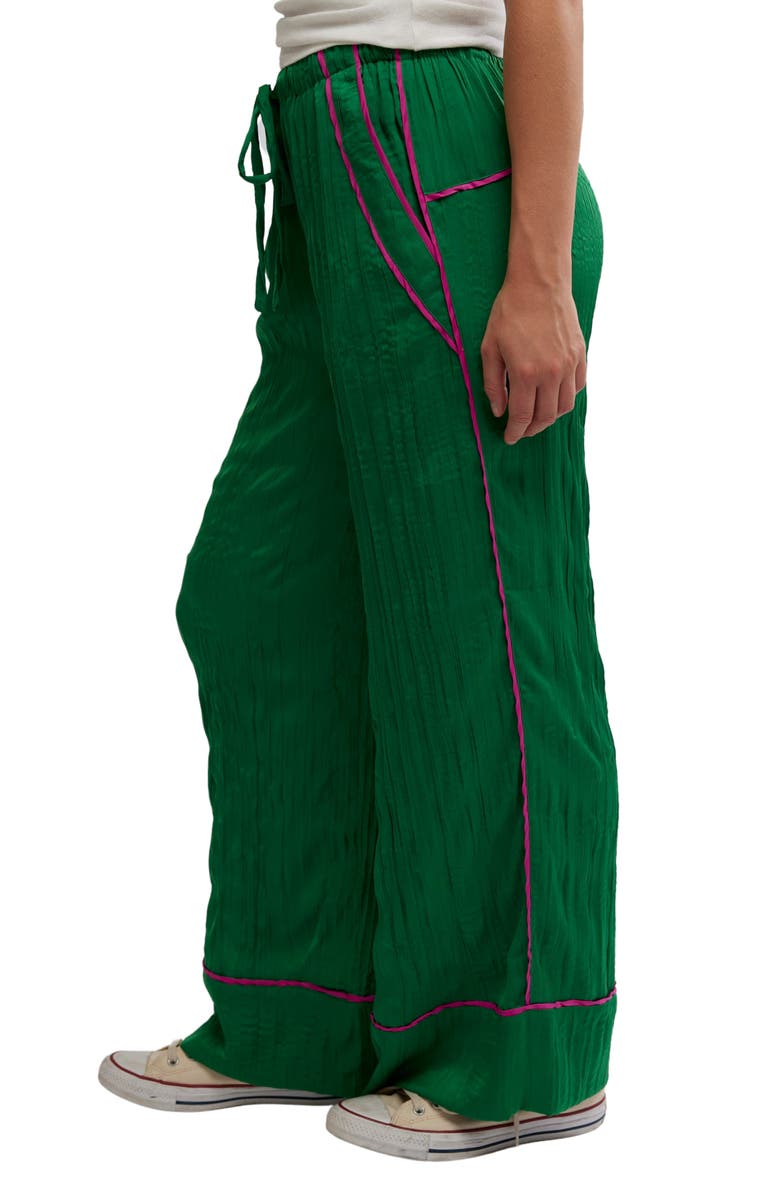 Free People All Out Plissé Satin Wide Leg Pants, Alternate, color, 