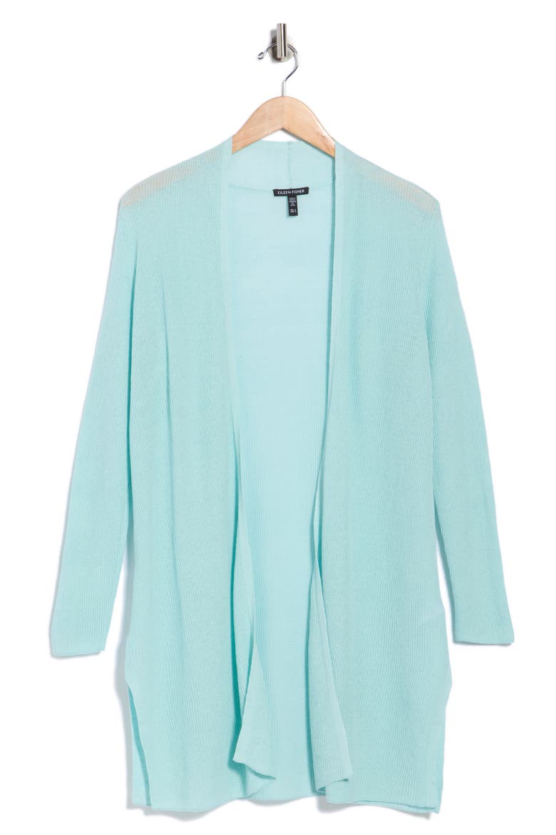 Open Front Organic Linen & Organic Cotton Cardigan, Alternate, color, POOL