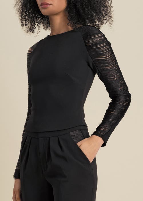 Contessa Mills Medusa Fitted Hand-dyed Fringe Stretch Crepe Top In Black