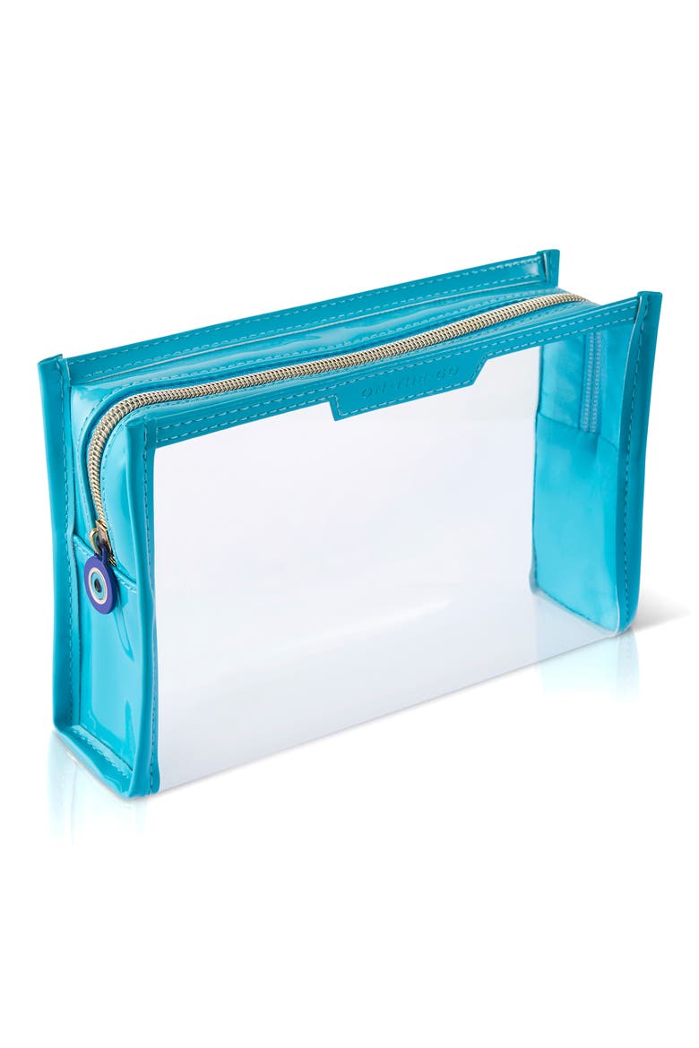 Evil Eye 8-Piece Travel Makeup Brush & Velvet Puff Set $50 Value, Alternate, color, BLUE/ TURQUOISE