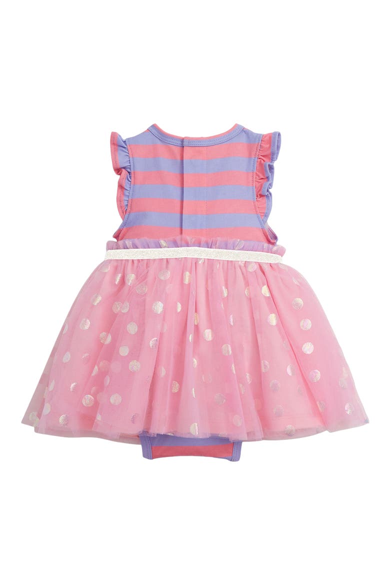 Shell Pink Stripe Flutter Sleeve Dress, Alternate, color, PINK