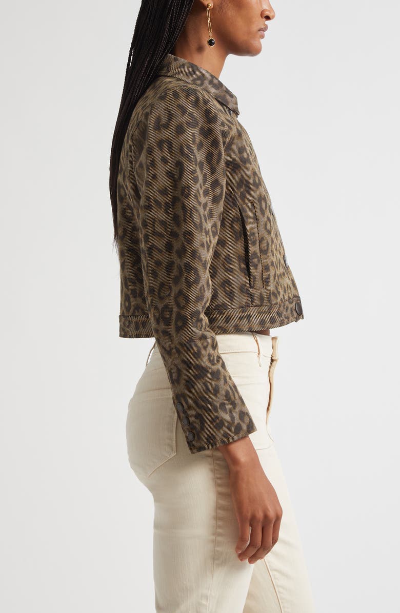 L'AGENCE Marla Leopard Print Crop Cotton Jacket, Alternate, color, Tan Multi Leopard