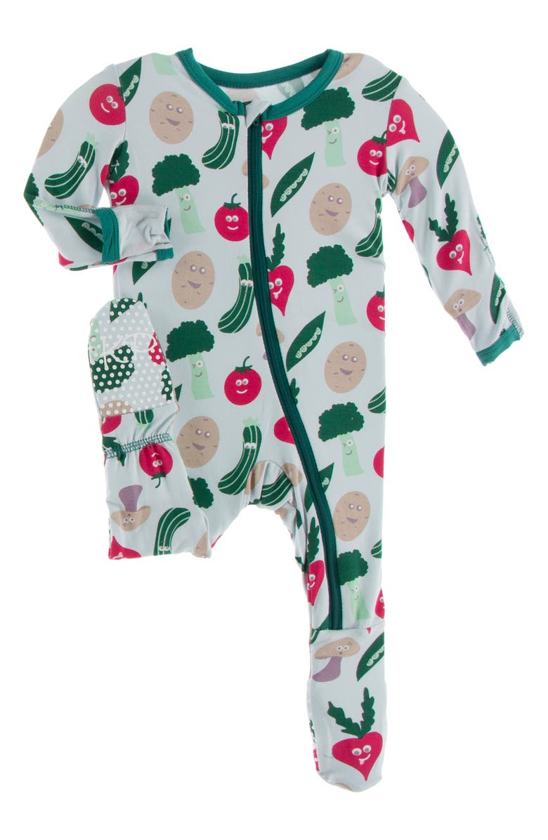KicKee Pants Veggie Print Fitted One-Piece Pajamas, Main, color, 