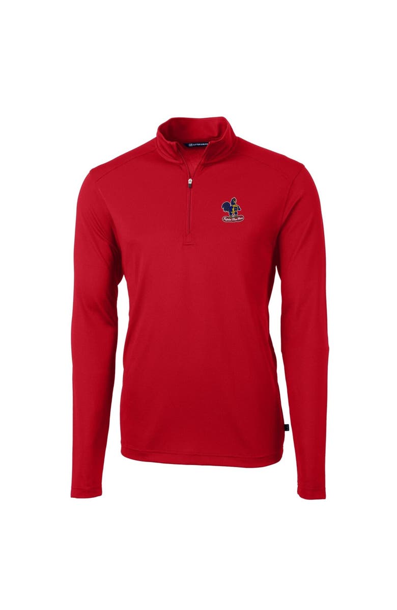 Cutter & Buck Men's Cutter & Buck Red Delaware Fightin' Blue Hens Virtue Eco Pique Recycled Quarter-Zip Pullover Top, Alternate, color, 