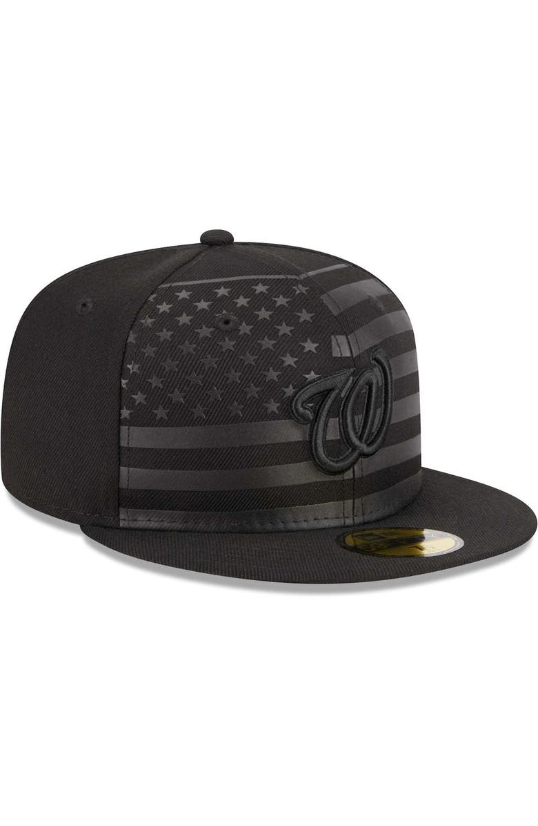 New Era Men's New Era  Black Washington Nationals Tonal Flag 59FIFTY Fitted Hat, Alternate, color, 