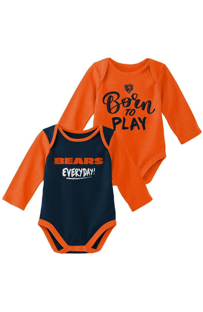 Outerstuff Newborn & Infant Orange/Navy Chicago Bears Little Player Long Sleeve 2-Pack Bodysuit Set, Main, color, Orange