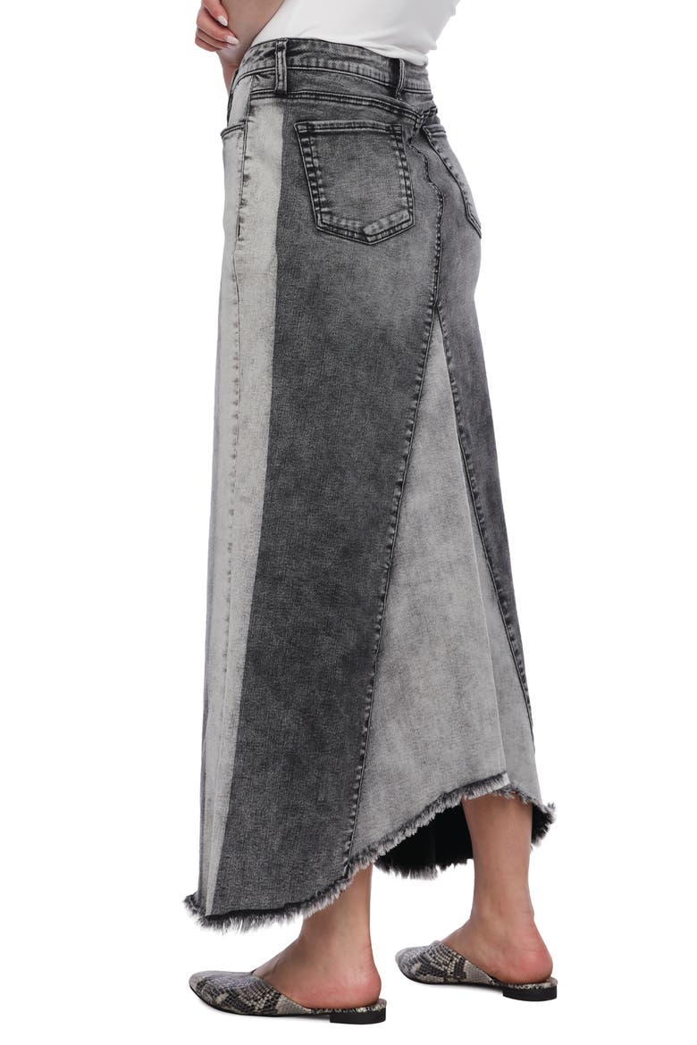 Pieced Denim Skirt, Alternate, color, SPLIT BLACK