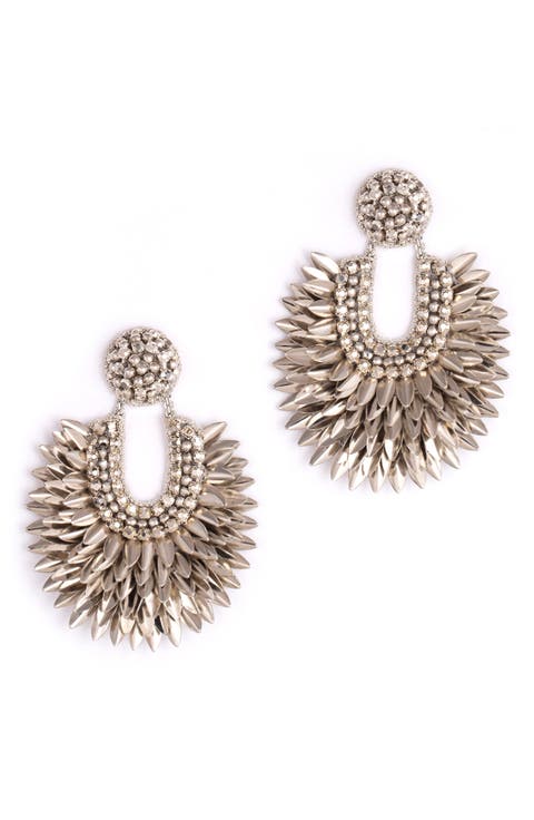 Deepa Gurnani ピアス フリンジ ハート パーティー クリスタル Deepa Gurnani ピアス フリンジ ハート パーティー クリスタル