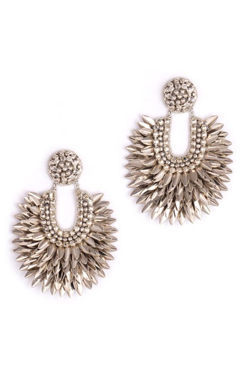 Deepa Gurnani Posha Drop Earrings in Silver 