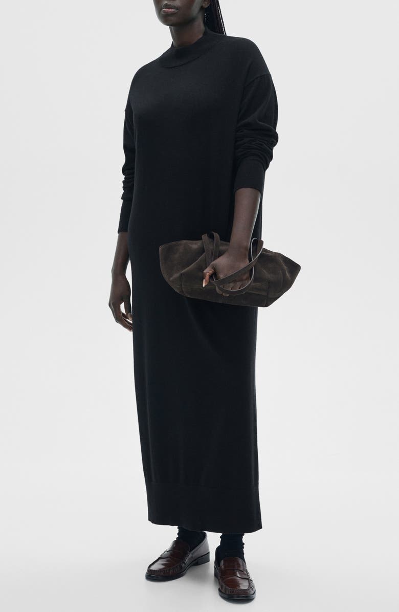 MANGO Mock Neck Long Sleeve Dress, Main, color,