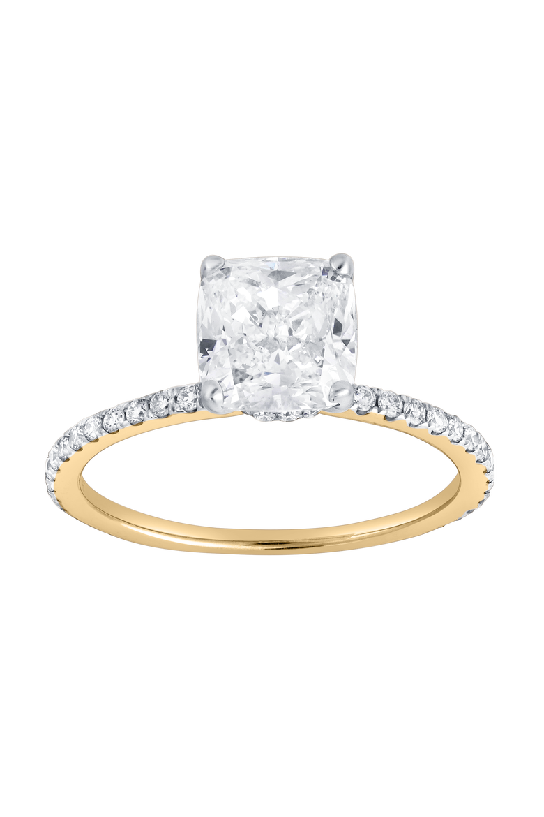 Adeline 14K Gold 2.90 Ct Cushion Lab Grown Diamond Engagement Ring, Main, color, 14K Yellow Gold