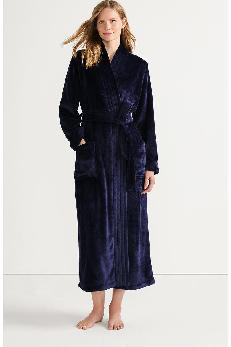 Cozy Plush Long Wrap Robe, Main, color, Deep Sea Navy