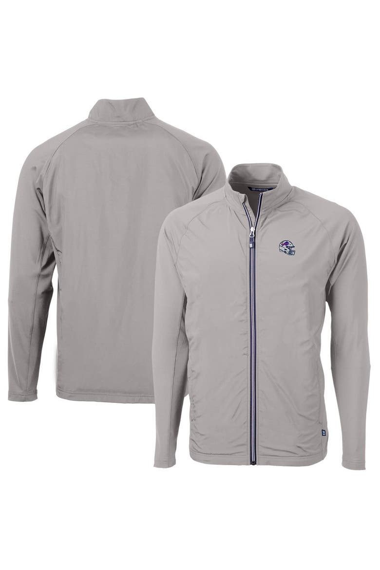 Men's Cutter & Buck  Silver Buffalo Bills Helmet Adapt Eco Knit Hybrid Recycled Full-Zip Jacket, Alternate, color, Silver