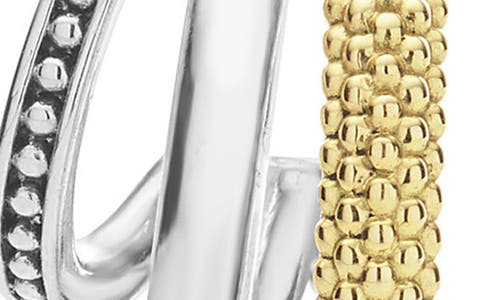 Lagos Two Tone Caviar Lux Three Ring Hoop Earrings In Two-tone