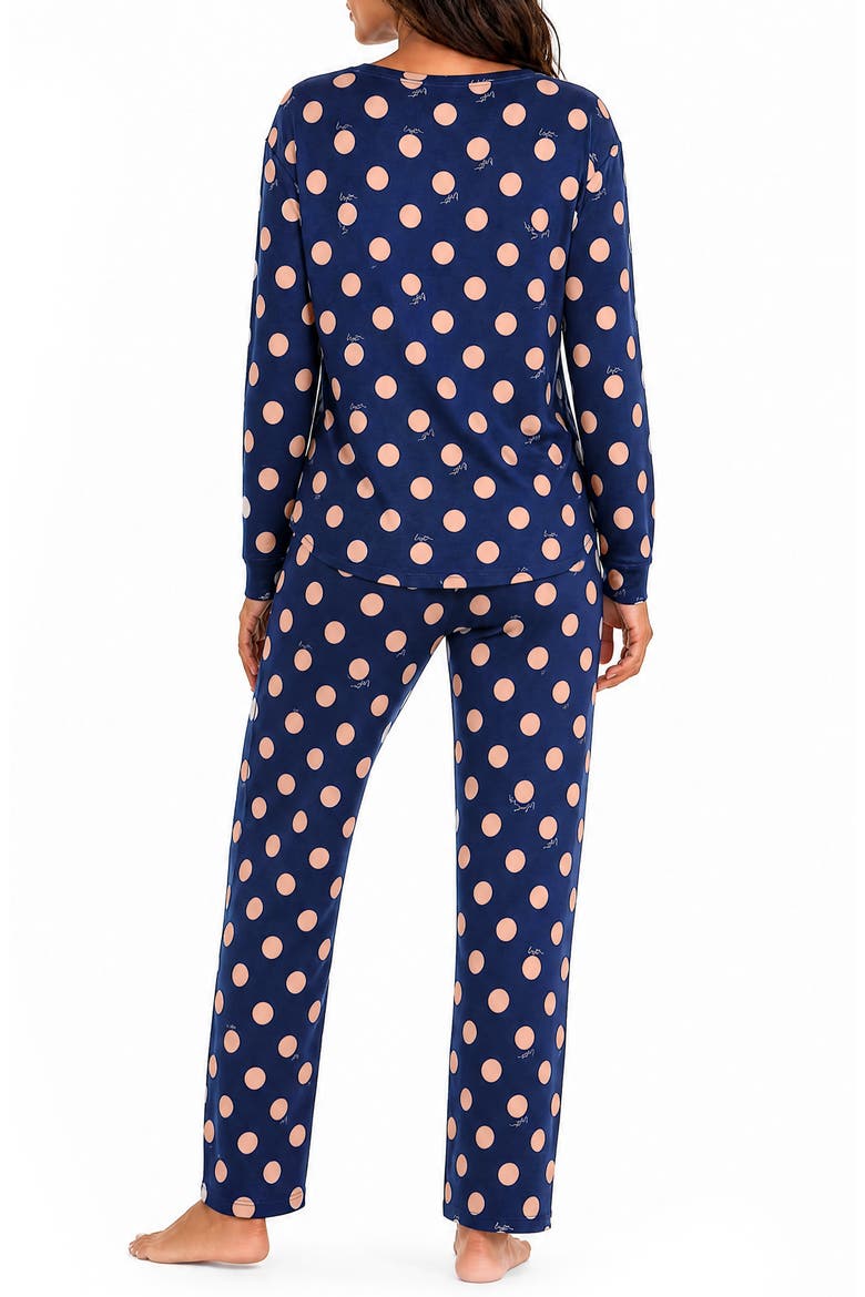 Soft Hacci Long Sleeve Henley Pajamas, Alternate, color, DOT FONT NORTH STAR