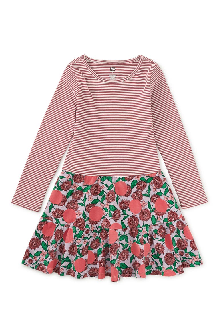 Tiered Skirted Twirl Dress, Main, color, Persimmon Dot Floral