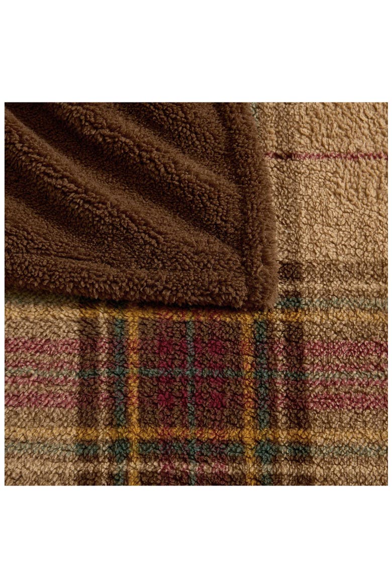 Holiday Plaid Microfiber Throw Blanket, Alternate, color, KHAKI/ MAROON/ GREEN