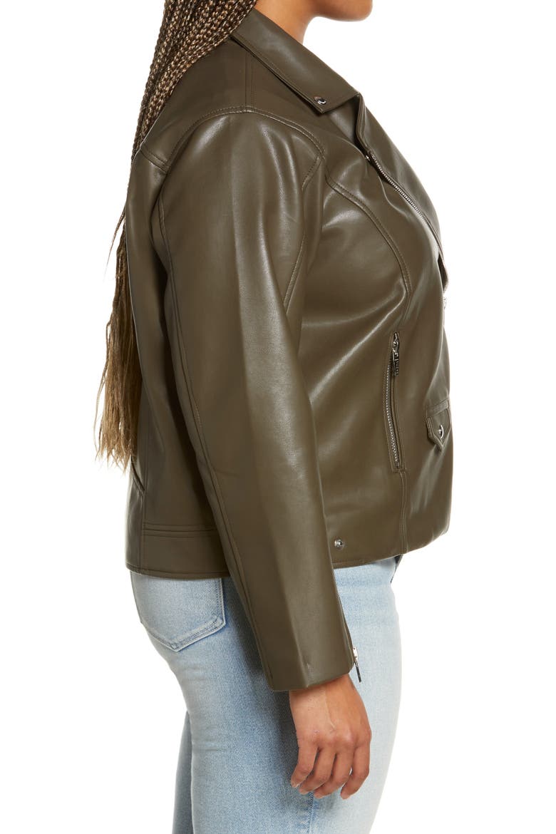Faux Leather Moto Jacket, Alternate, color, SECRET MEADOW OLIVE