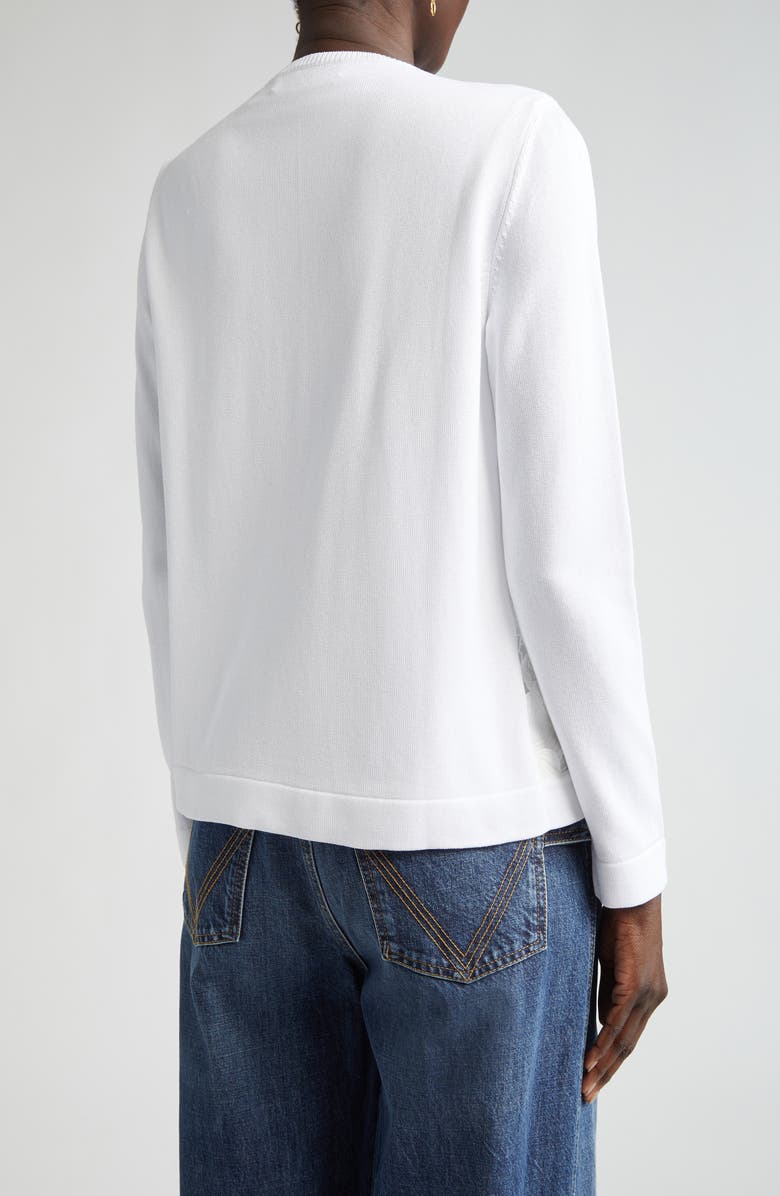 Oscar de la Renta Orchid Threadwork Cardigan, Alternate, color, White Multi