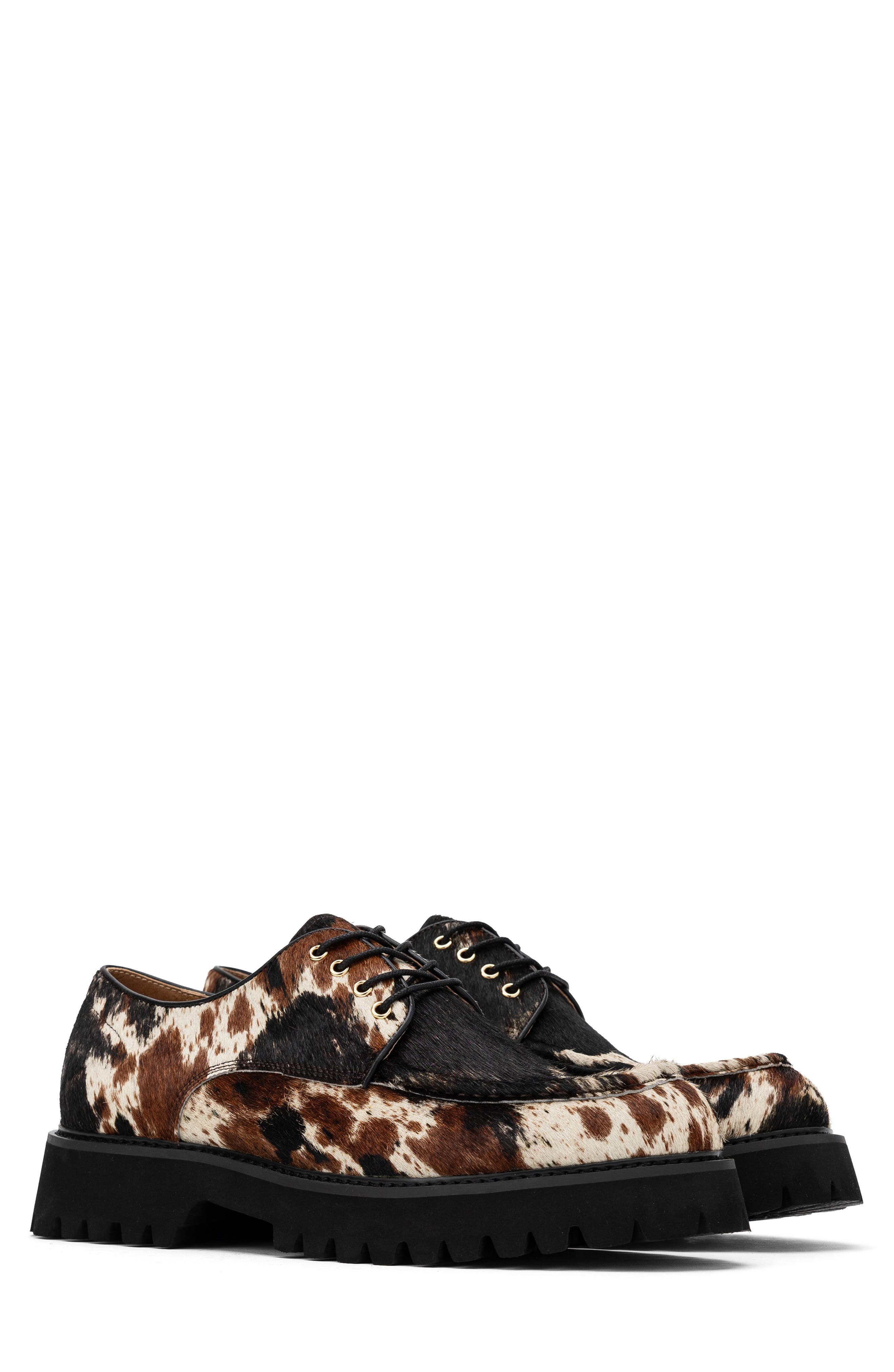 MARC NOLAN Luca Genuine Calf Hair Lug Sole Derby, Alternate, color, Dark Horse