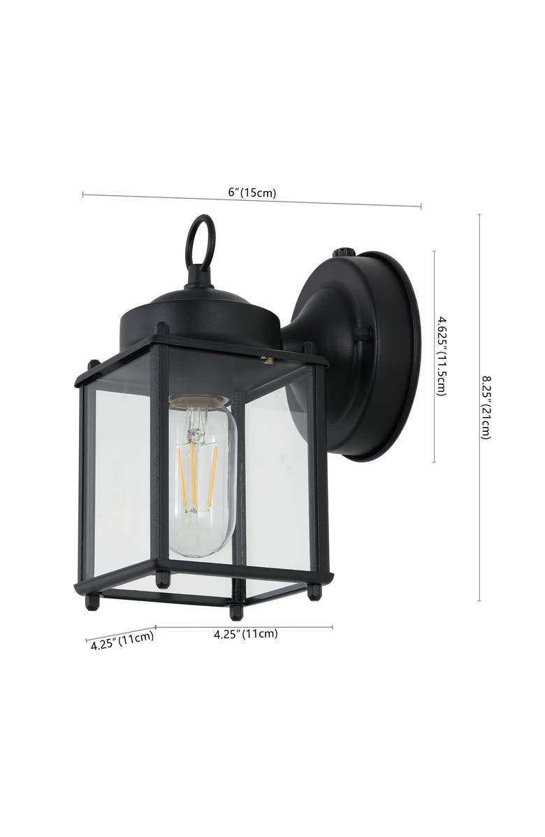JONATHAN Y Boston 1-Light Farmhouse Industrial Iron/Glass Outdoor LED Sconce, Alternate, color, Black/Clear