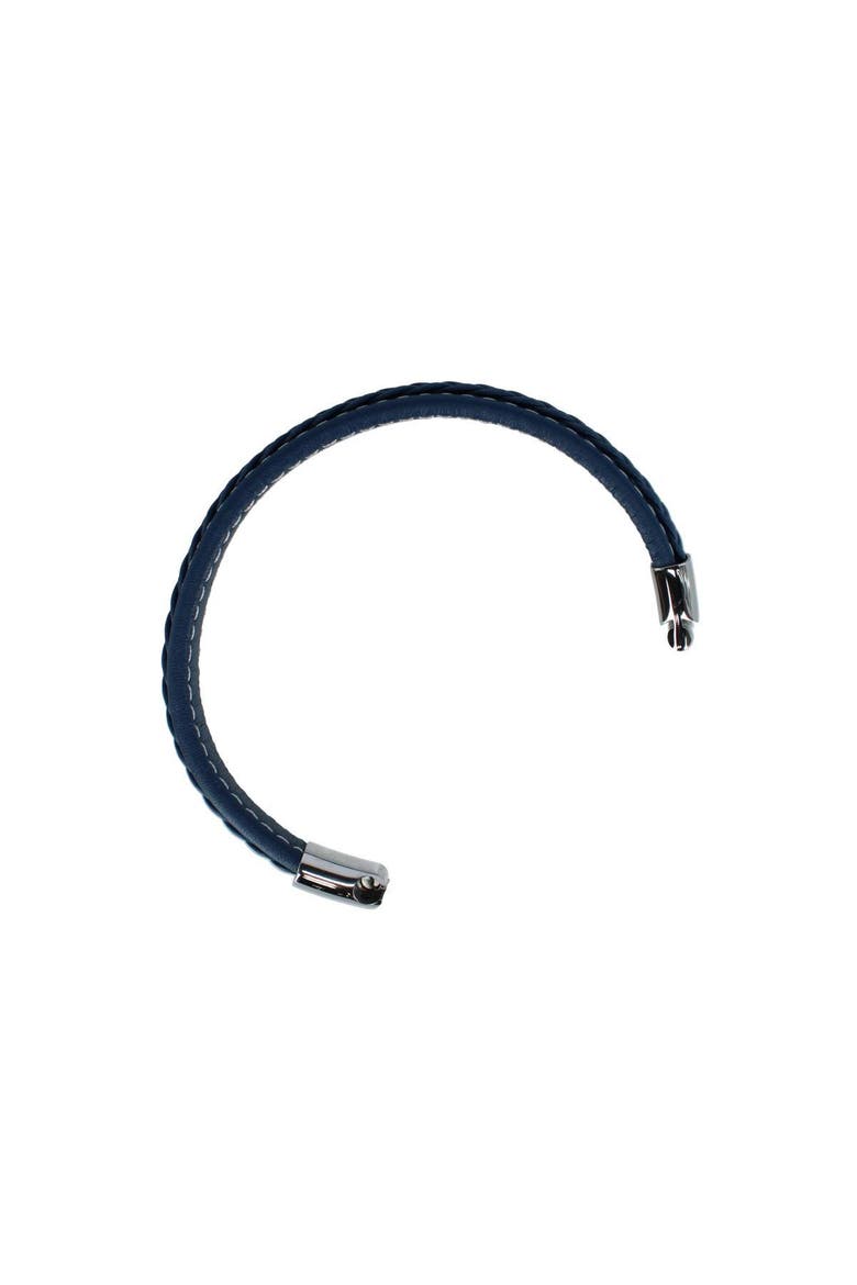 Amari's Azure Stitched Leather Secure Clasped Bracelet, Alternate, color, Blue