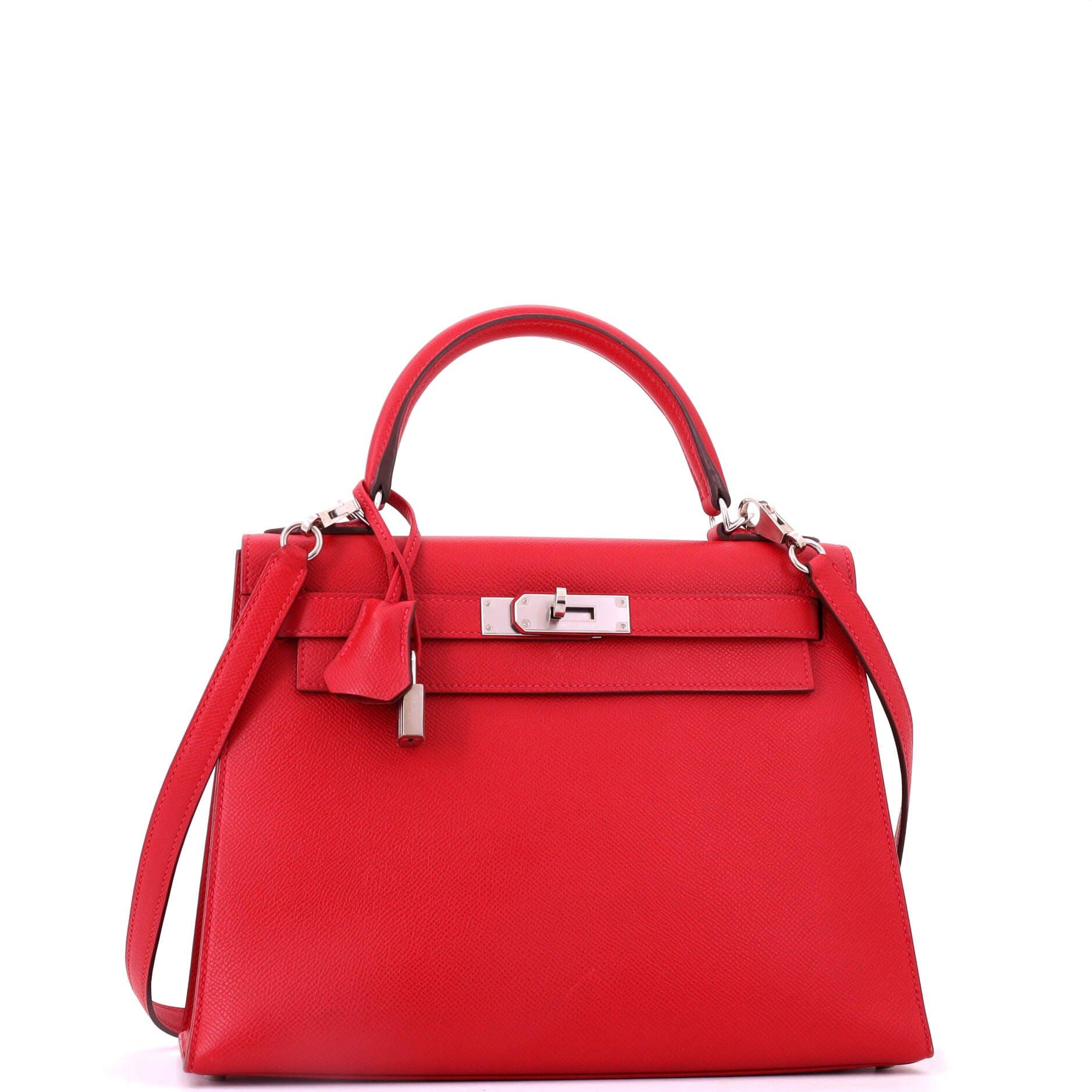 Pre-Owned Hermes Kelly Handbag Red Epsom with Palladium Hardware 28, Alternate, color, Rouge Casaque