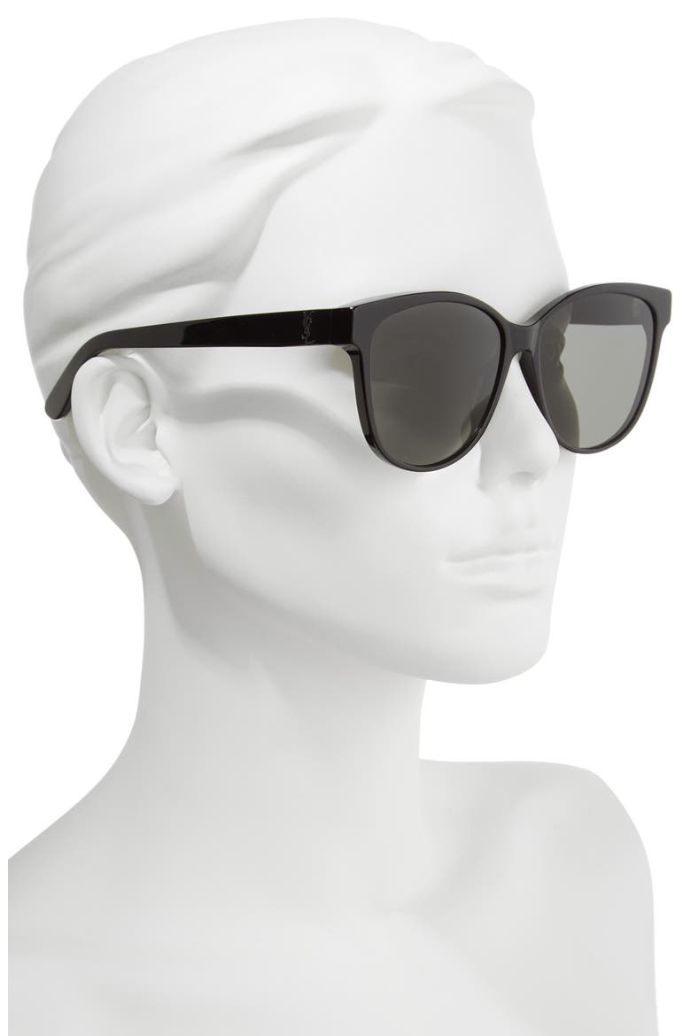 58mm Cat Eye Sunglasses, Alternate, color, BLACK