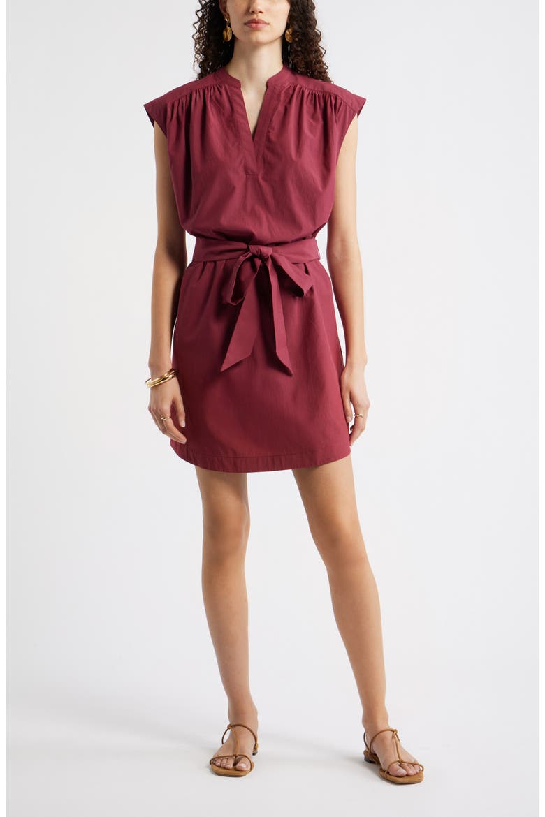 Sleeveless Belted Minidress, Main, color, BURGUNDY RHODE