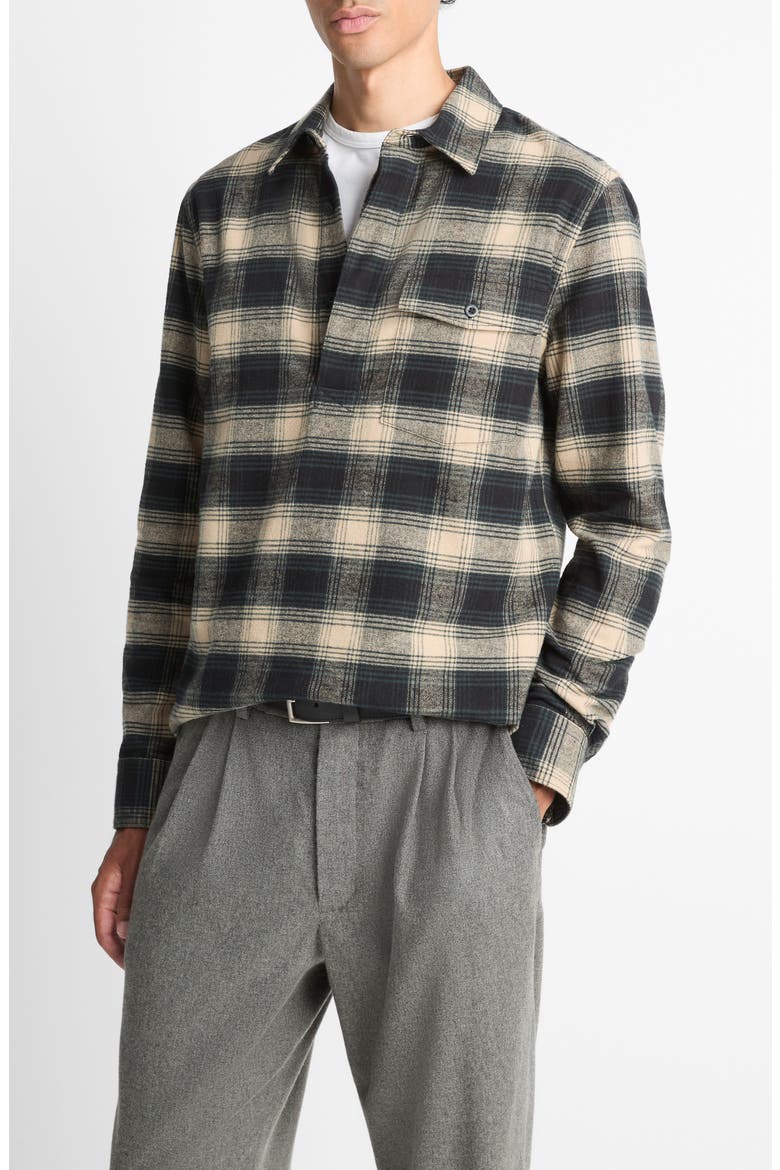 Bowden Plaid Cotton Popover Shirt, Alternate, color, BLACK COMBO