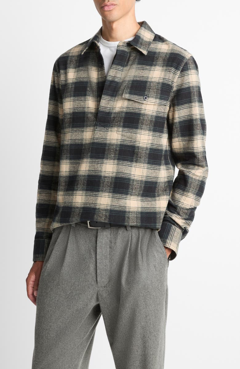 Vince Bowden Plaid Cotton Popover Shirt, Alternate, color, Black Combo