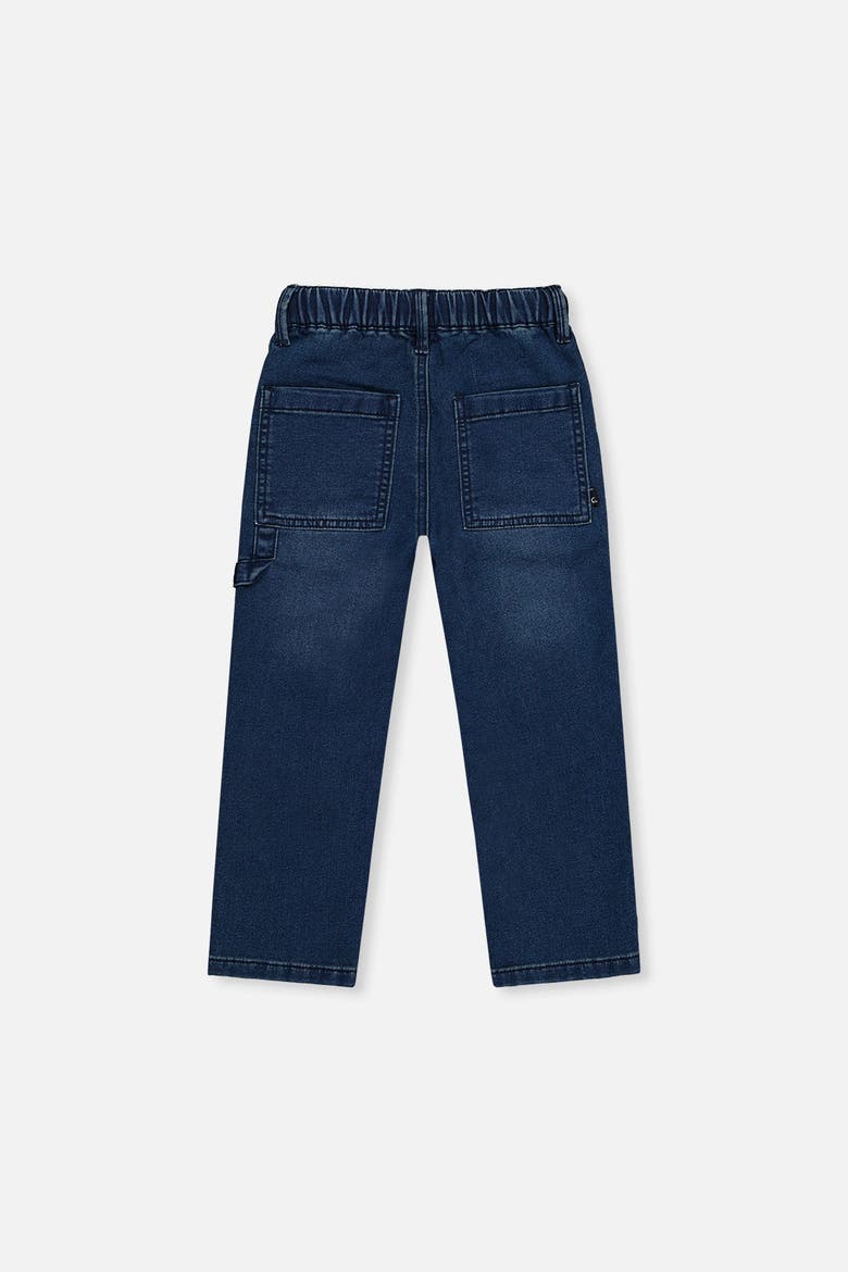 French Terry Cargo Pocket Drawstring Denim Pants, Alternate, color, Navy Blue Denim