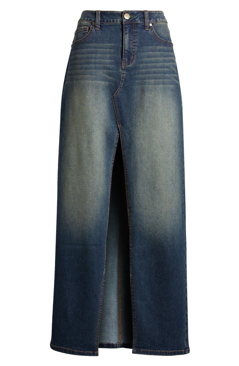 1822 Denim Front Slit Denim Maxi Skirt, Alternate, color, 