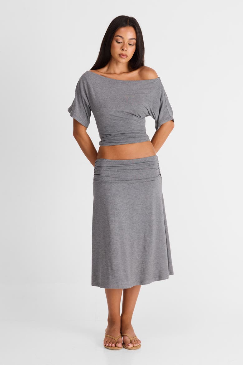 Lorelei Midi Skirt, Alternate, color, Grey Marle
