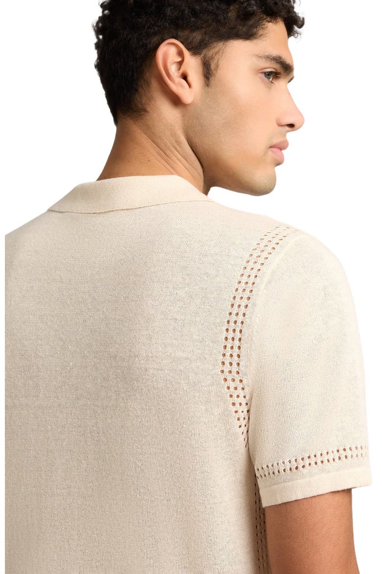 Linen Knit Eyelet Camp Shirt, Alternate, color, NATURAL MELANGE