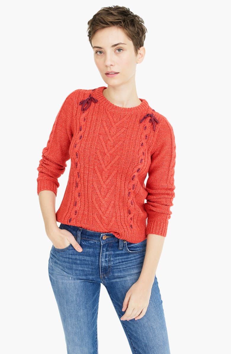 J.Crew The Reeds X J.Crew Cable Knit Sweater, Alternate, color,