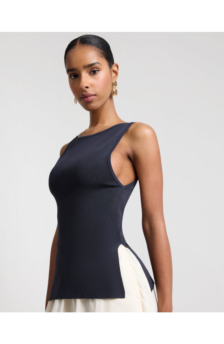 Onia Boatneck Mix Media Dress, Alternate, color, Black/Ivory