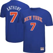 Mitchell & Ness Men's Mitchell & Ness Carmelo Anthony Royal New York Knicks Hardwood Classics Retro Name & Number T-Shirt