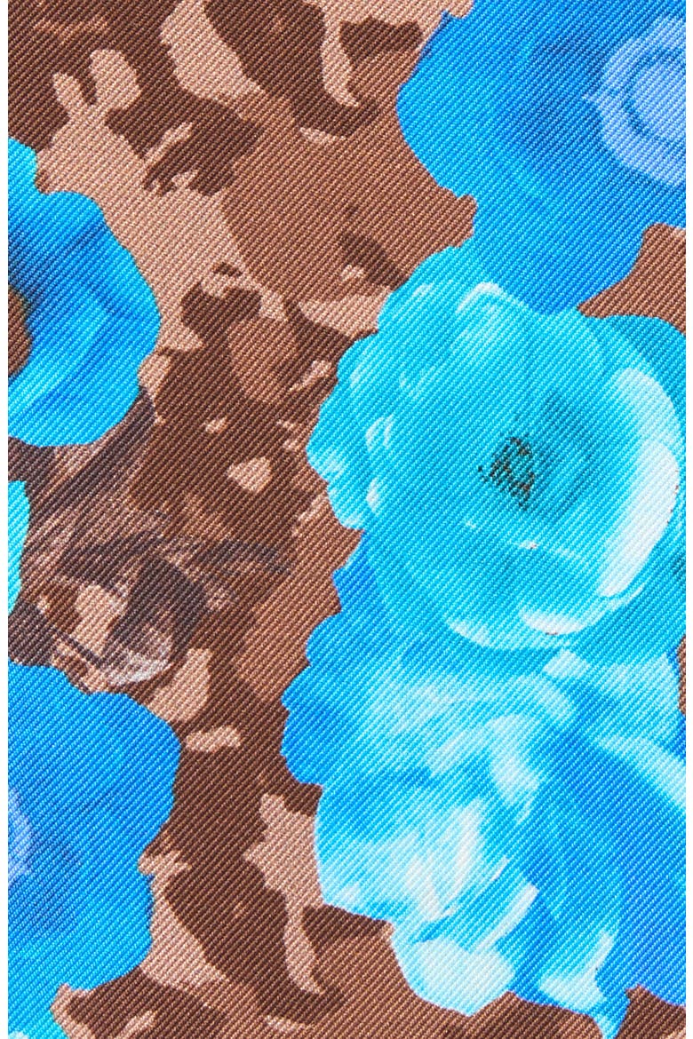 Blue & Brown Floral Silk Pocket Square, Alternate, color, BLUE