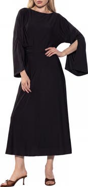Alexia Admor Cleo Boat Neck Trumpet Sleeve Midi Dress