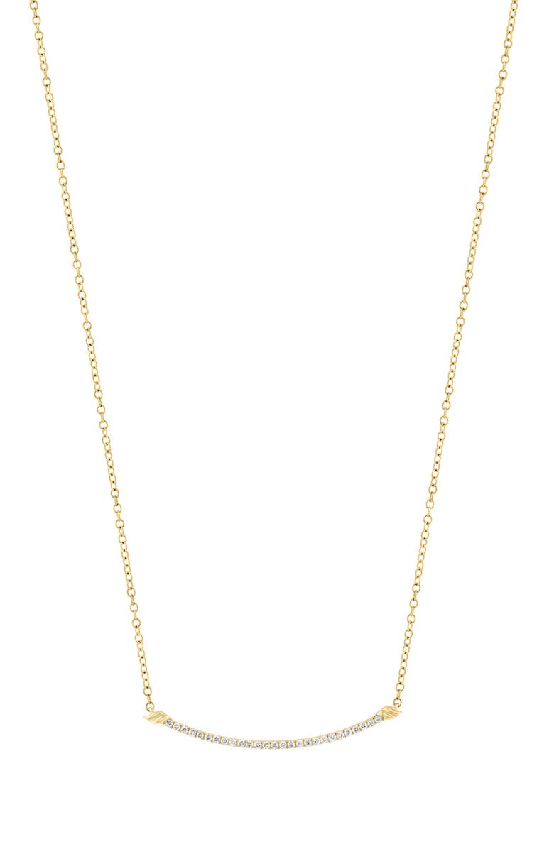 EFFY 14K Gold Plated Sterling Silver Lab Grown Diamond Bar Pendant Necklace, Alternate, color, Gold