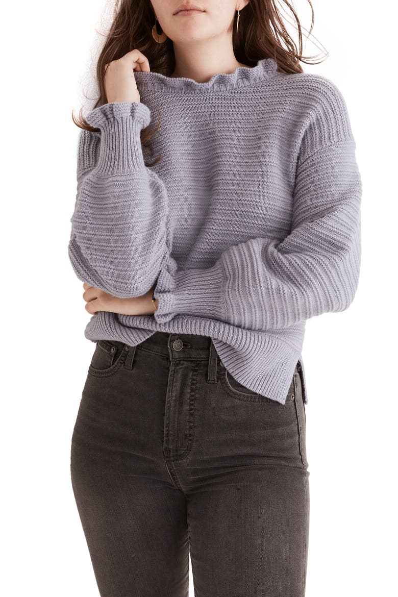 Ruffle Neck Sweater, Main, color, DUSK PERI