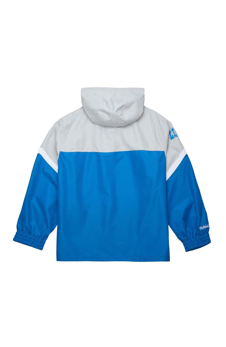Mitchell & Ness Men's Mitchell & Ness Silver/Blue Detroit Lions Tie Breaker Vintage Logo Lightweight Anorak Half-Zip Windbreaker, Alternate, color, Silver