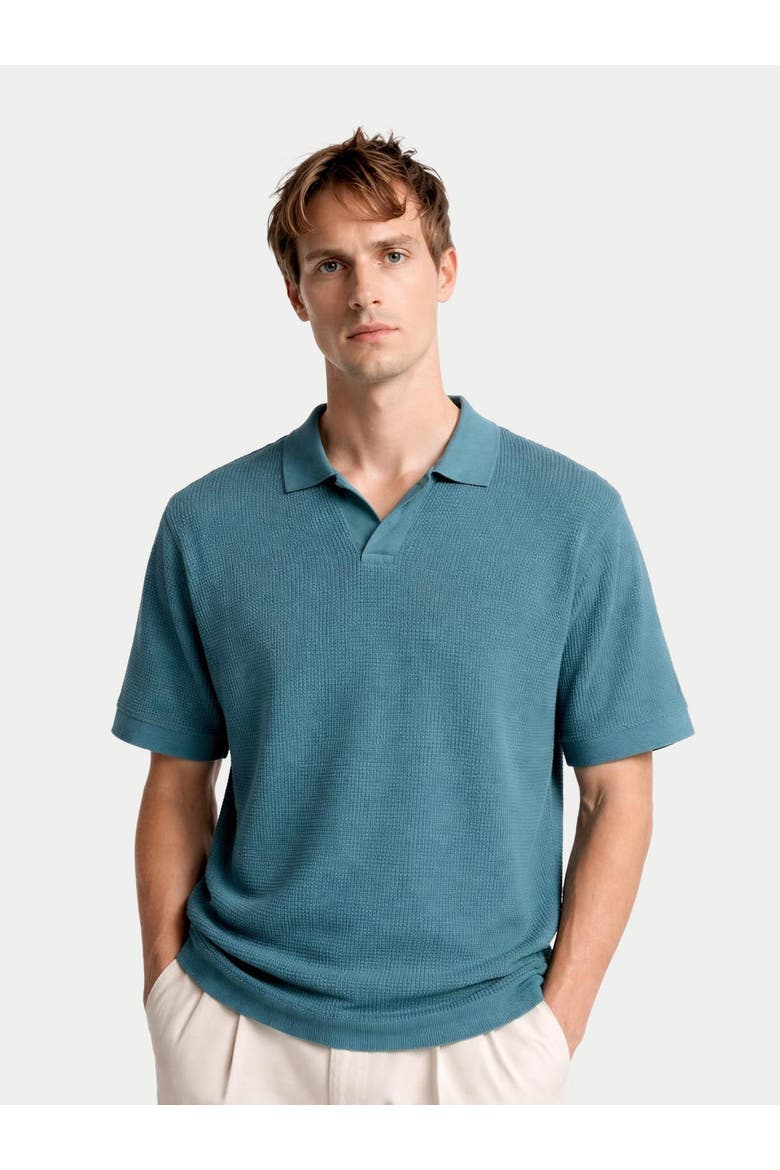 Open Collar Cashmere Silk Polo Shirt, Alternate, color, mineral green