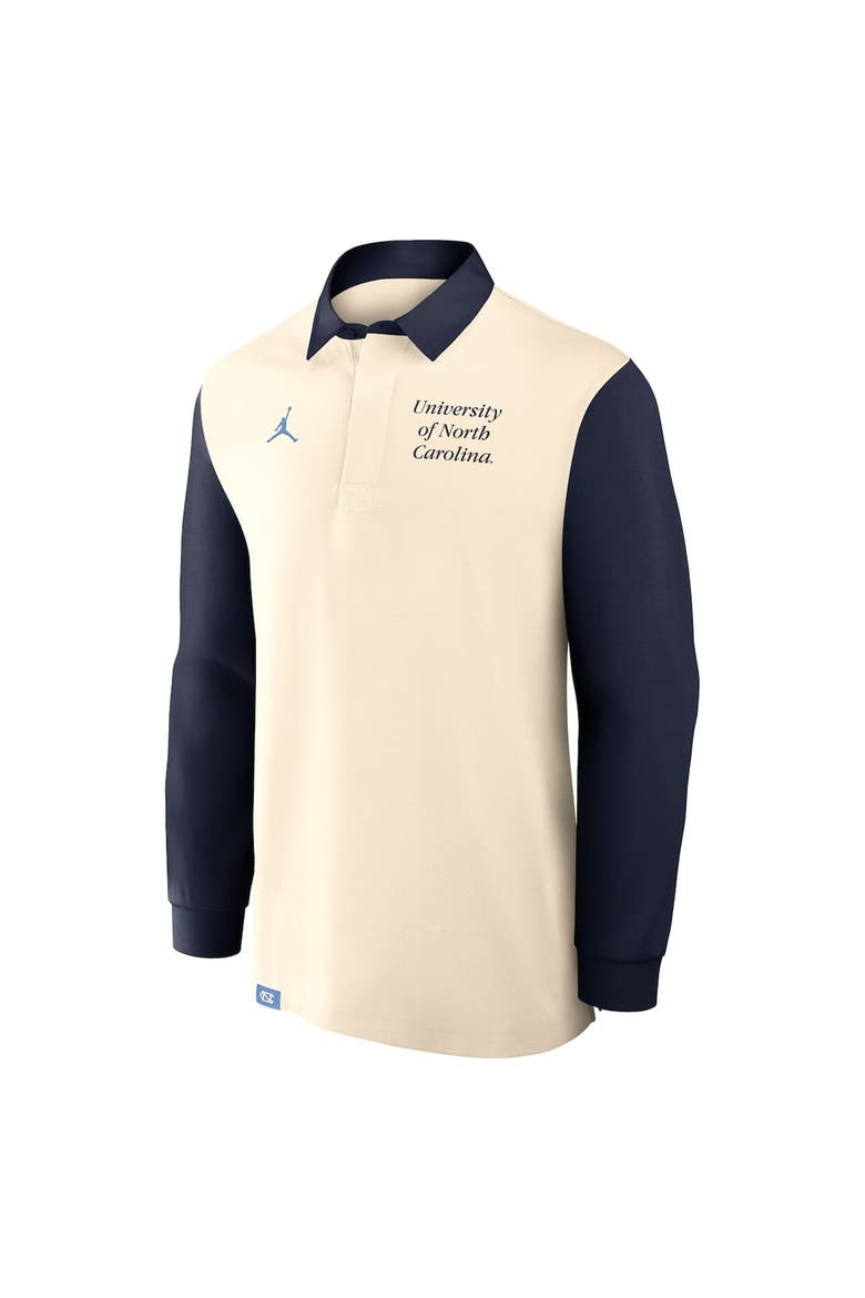 Men's Jordan Brand Cream/Navy North Carolina Tar Heels Rugby Long Sleeve Shirt, Alternate, color, Cream
