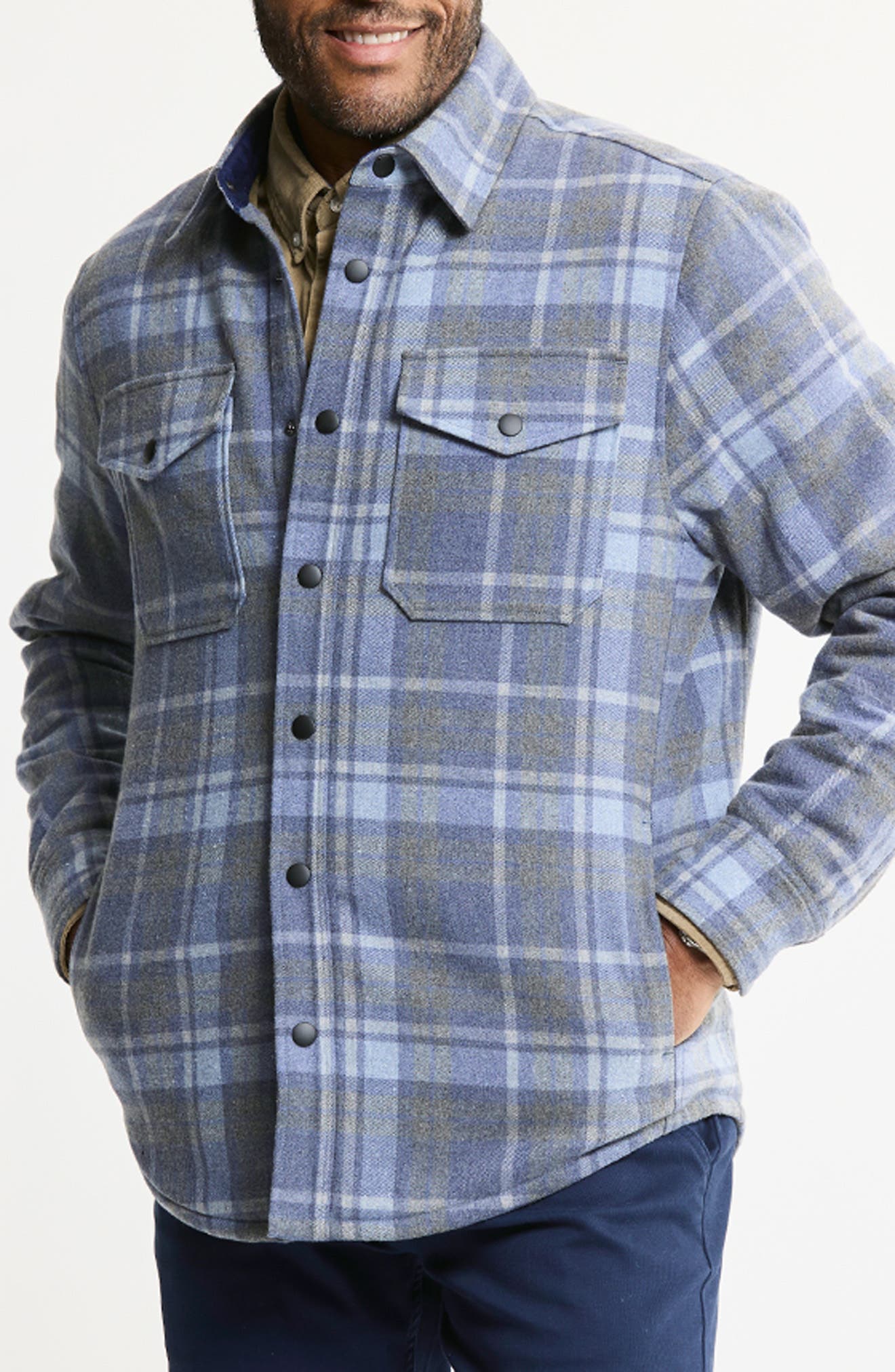 Quilted Lined Plaid Flannel Shirt Jacket