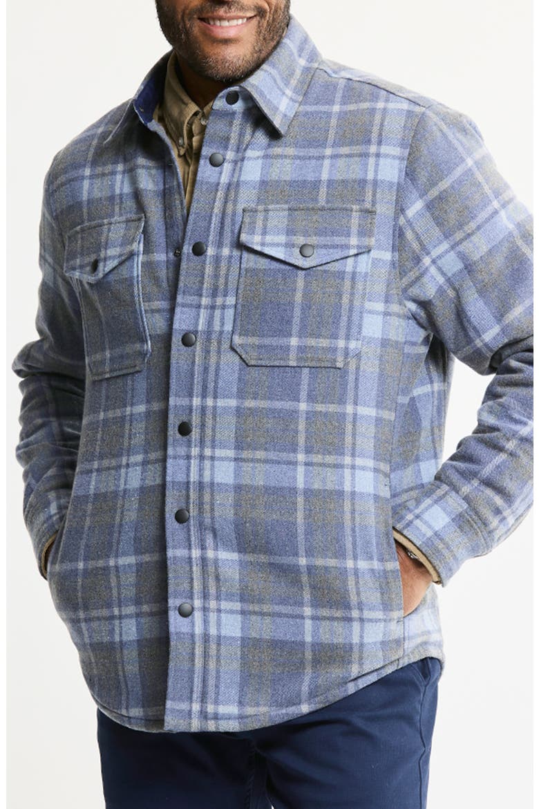 Quilted Lined Plaid Flannel Shirt Jacket, Main, color, BLUE