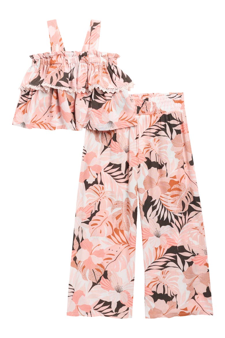 Kids' Tropical Print Tank & Pants Set, Main, color, PINK