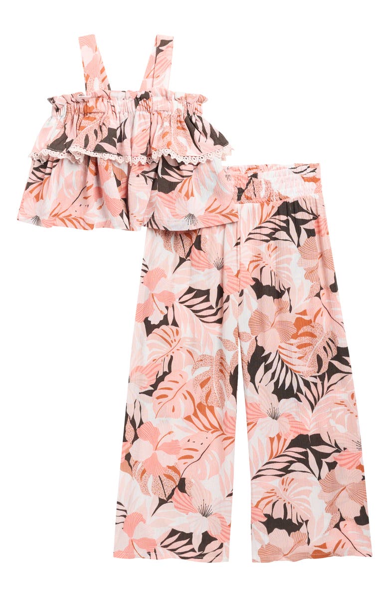 Volcom Kids' Tropical Print Tank & Pants Set, Main, color, Pink