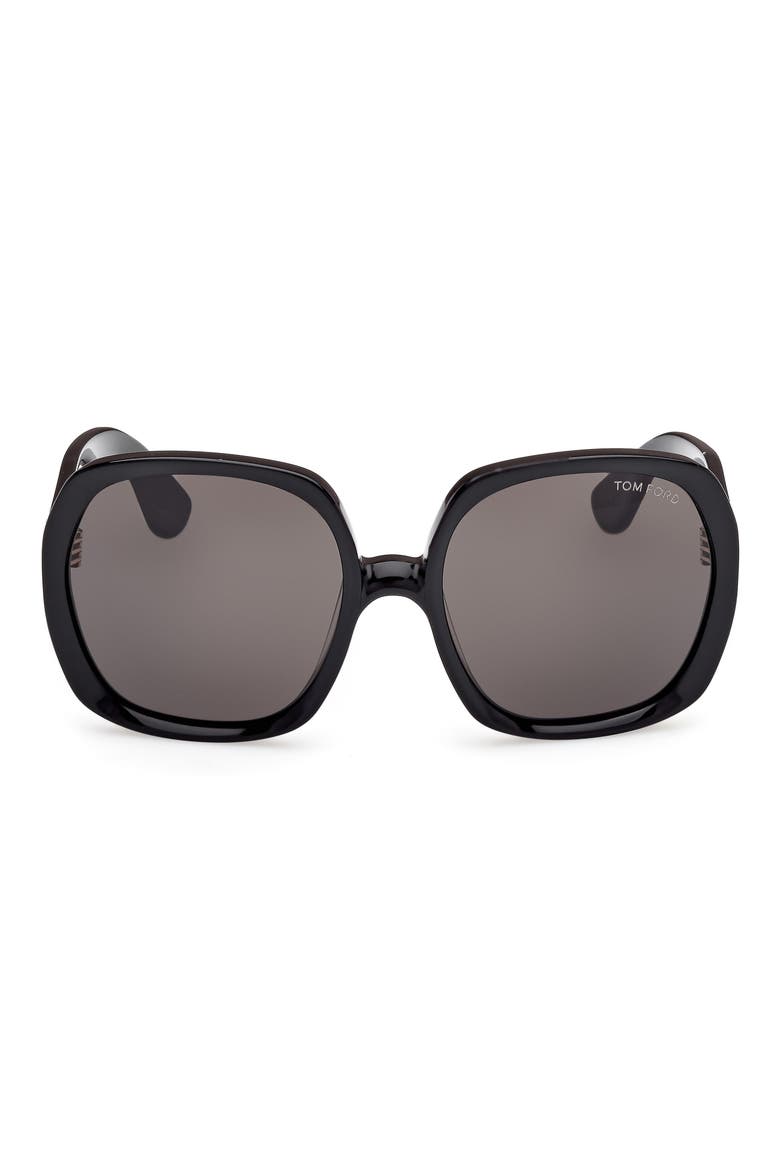 54mm Square Sunglasses, Alternate, color, SHINY BLACK / SMOKE